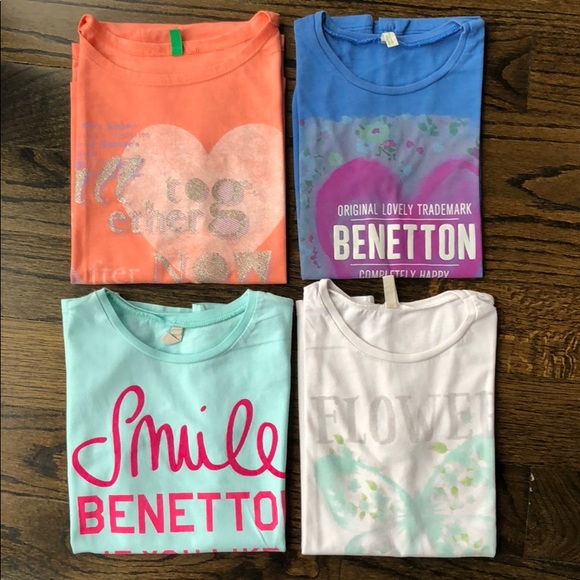 5 Benetton tee shirts size S - Picture 1 of 7
